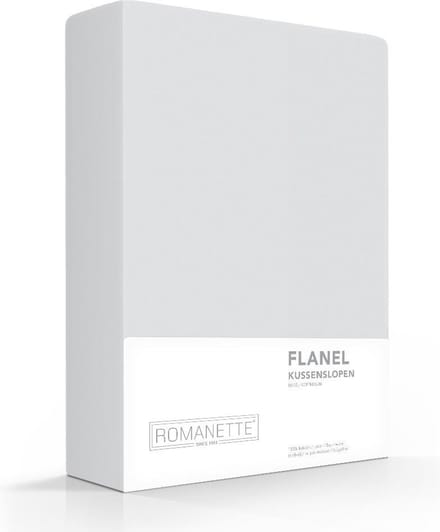 Romanette Flanel silver Flanel kussensloop, 100 % katoen Kussensloop 65x65