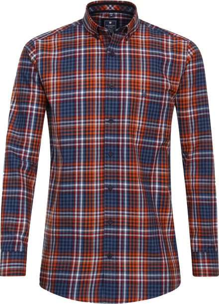Redmond comfort fit overhemd - twill - rood geruit