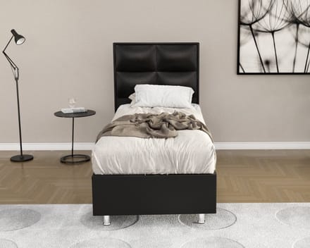 1persoons Boxspring met opbergruimte – Compleet 1persoons Boxspring 90x200 inclusief Pocketvering matras zwart