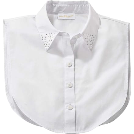 Kraag blouse met steentjes - wit - Gr. 48 van Goldner Fashion