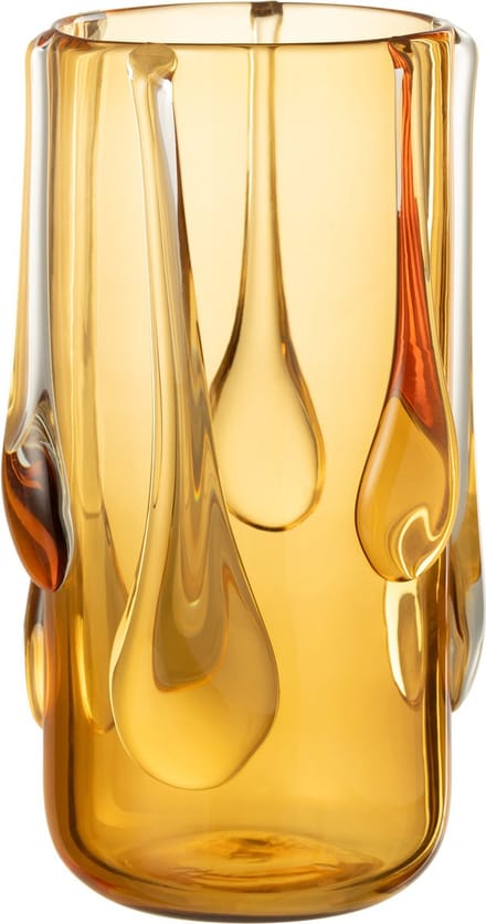 J-Line vaas Drippy - glas - amber - large - 33 cm hoog
