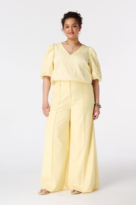 MS Mode Broek Wide leg pantalon met siernaden