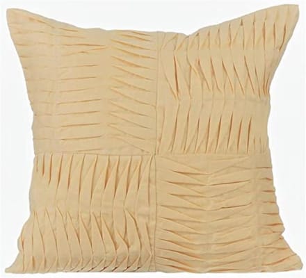 Set van 2 Gele Sierkussenslopen 45x45 cm Linnen Katoen Gestreept Randen