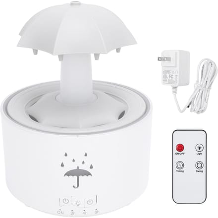 Roterende Paraplu Luchtbevochtiger 300ML Waterdruppel Effect Aromatherapie Essentiële Olie Diffuser met 7 LED wit