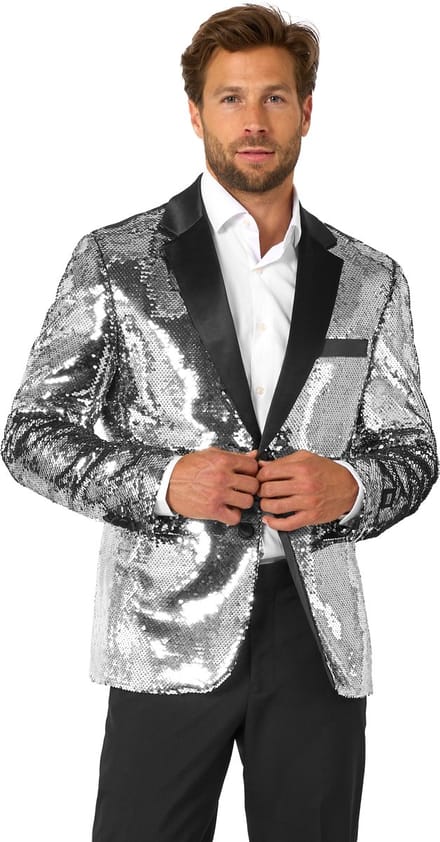 OppoSuits Mannen Blazer Shiny Silver Sequins - Heren Colbert - Glitter - Zilver - Maat EU 52
