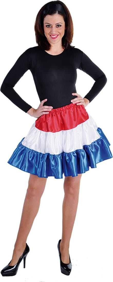 Magic Design Verkleed Rok Dames Satijn Rood/wit/blauw Maat S