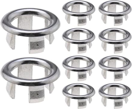Overloop Ring - Keuken Badkamer Wastafel - Zilver - Accessoires - Drain Cap - Geschikt voor 22-24mm Overloop Gat Diameter - 10 stuks