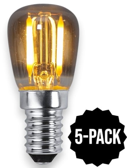 5-Pack | Mini lampje - E14 - 1W - Super Warm Wit <2200K - Filament - Rookglas