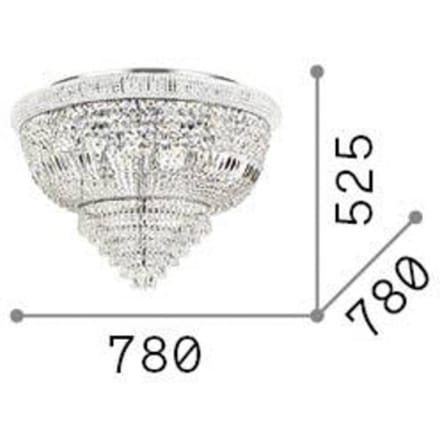 IDEAL LUX plafondlamp Dubai, chroomkleurig, kristal, Ø 78 cm
