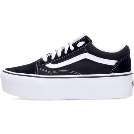 Old Skool Stackform Suede/canvas Zwart/echt witte dames lage schoen