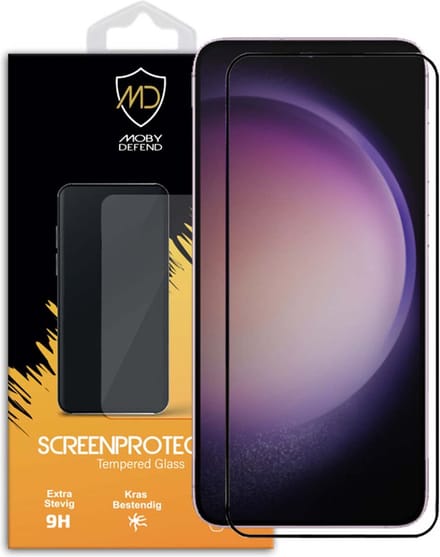 MobyDefend Screenprotector - Geschikt voor Samsung Galaxy S23 Plus (S23+) - Screensaver Met Zwarte Randen - Gehard Glas