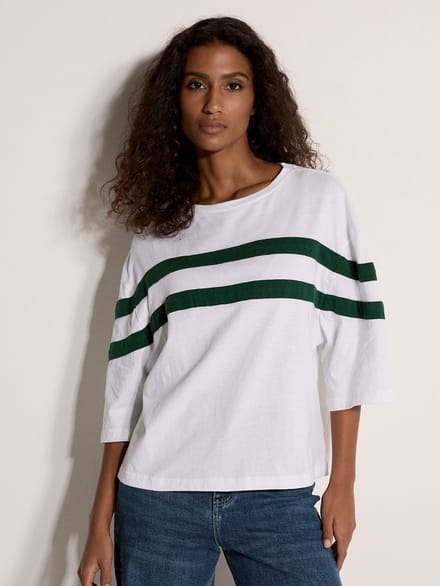 Sportief gestreept boxy T-shirt