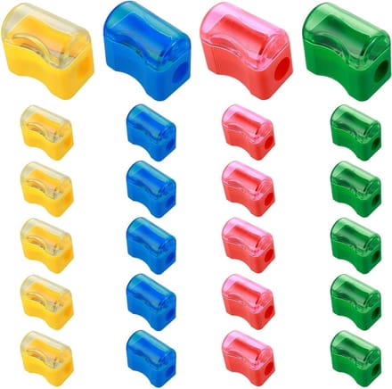 Puntenslijper met container - 24 stuks - Handmatig - Draagbaar - 4 kleuren - Mini - Plastic - Kinderen - Studenten - School - Thuiskantoor