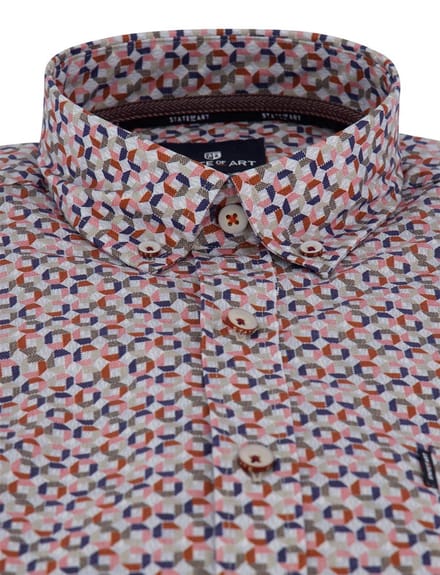 Roze blauw geprint overhemd State of Art wijde fit