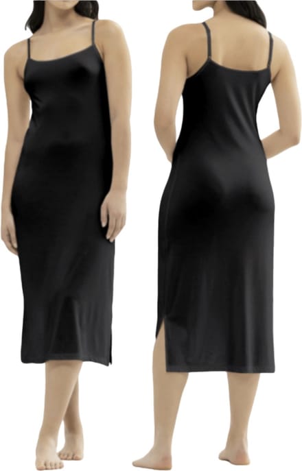 Onderjurk - Zwart - Bamboe Viscose - Lang - 112CM - Maat S/M (813)