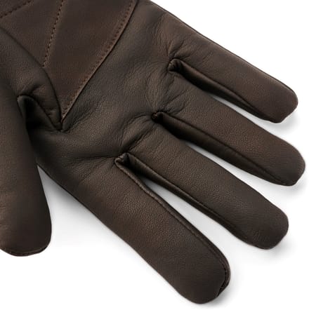 Bruine Geruite Leren & Wollen Handschoenen
