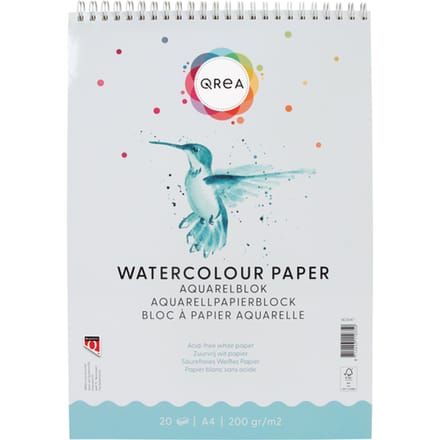 Aquarelblok Qrea A4 20 vel 200gr spiraal