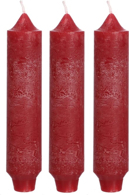 Palermo kaarsen set 3 stuks dia. 3.5 x H 17 cm rood Hortus