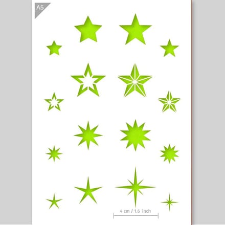 QBIX Sterren Sjabloon A5 Formaat Kunststof - Ster rechtsonder is 4cm breed