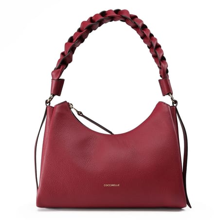 COCCINELLE Leren schoudertas Boheme Grana Double Shoulder Bag Ribes / Prune (rood)paars