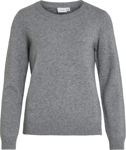 Vila Trui Viril O-neck L/s Knit Top - Noos 14054177 Medium Grey Melange Dames Maat - XL