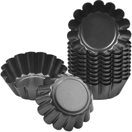 Mini taartvormen - 12 stuks - herbruikbare bakaccessoires - koolstofstaal