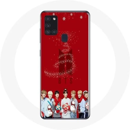 Case voor Samsung Galaxy A21s BTS Bangtan Boys Rode Achtergrond Kerstcadeau 2023
