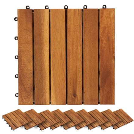 Ensemble de Carrelage de Terrasse 30 pièces Marron 30 x 30 cm Bois Dur d'Acacia Massif