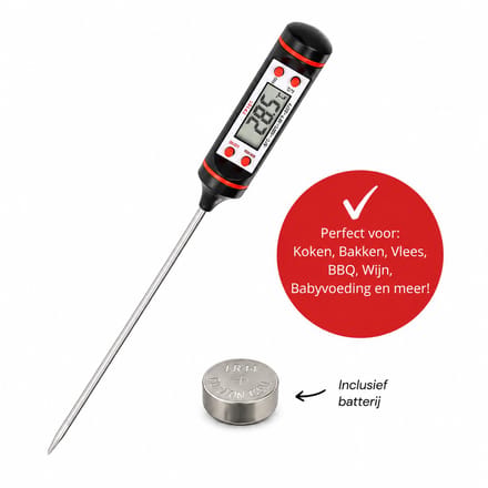 ZoeZo Digitale Keukenthermometer FT101 - RVS Voedselthermometer - Vleesthermometer, BBQ Thermometer en Kernthermometer