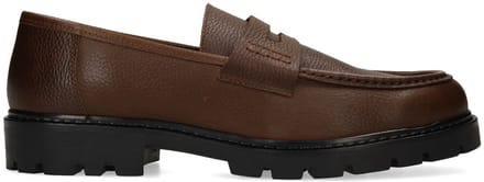 Manfield - Heren - Bruine leren loafers - Maat 44