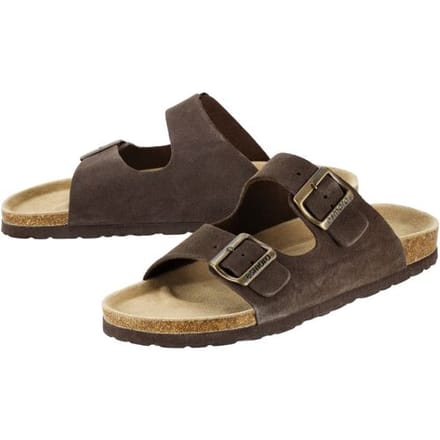 ESMARA MEN Leren heren slippers (Bruin, 43)