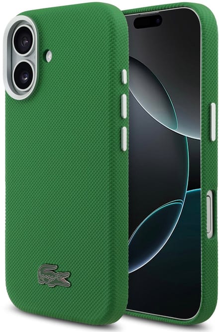 Lacoste Back Cover Case voor iPhone 17 - Estragon Green - MagSafe-compatibel - Metal Edges