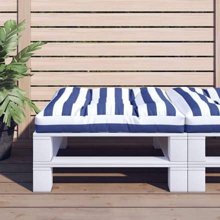 vidaXL - Palletkussen - gestreept - 80x80x12 - cm - stof - blauw - en - wit