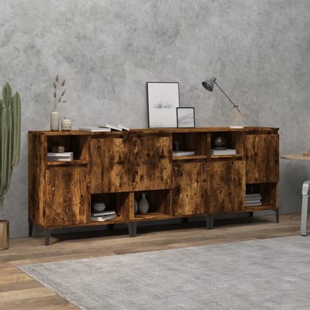 vidaXL - Dressoirs - 3 - st - 60x35x70 - cm - bewerkt - hout - gerookt - eikenkleurig
