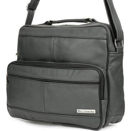Grote Leren Herentas Werk School A4 Elegant Premium Beltimore Grijs