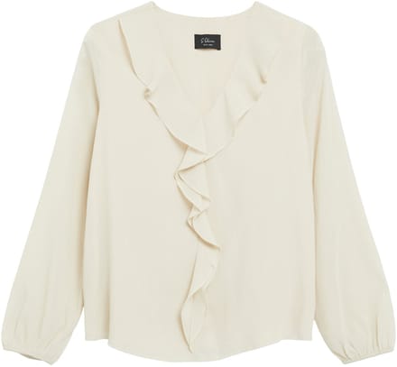 regular fit blouse met lange mouwen in crêpe-look