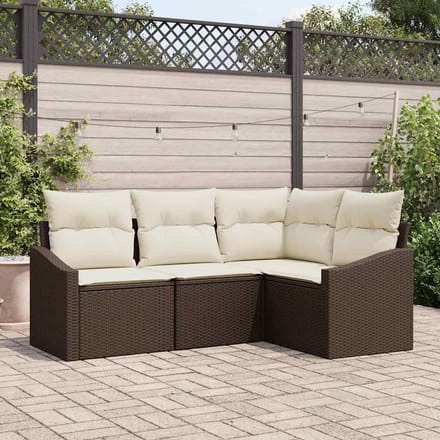 vidaXL - Tuinbank - Set - 4 - st - Bruin - en - wit - poly - rattan