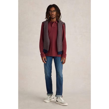 White Stuff Ls Utility Polo Dark Plum Taglia: M | Maglie a manica lunga Outlet | Uomo | Magenta
