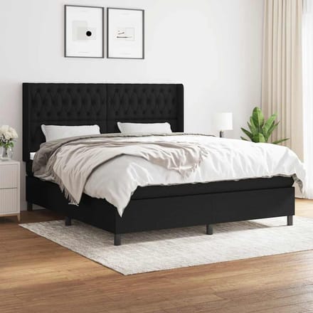vidaXL - Boxspring - met - matras - stof - zwart - 180x200 - cm
