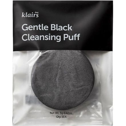 Cher, Klairs, Gentle Black Cleansing Puff, 1 Puff white