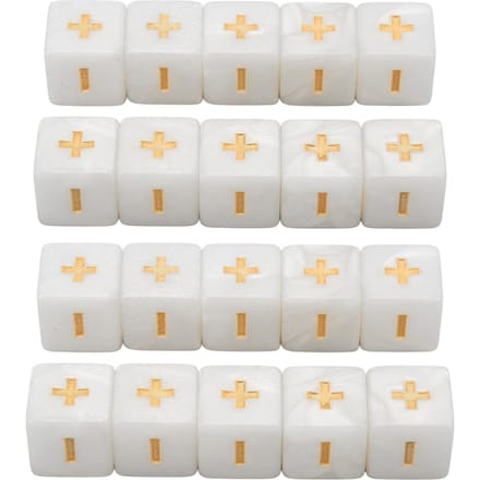 20 pcs Dés Math Signe Plus Moins 16mm Ensemble de Dés de Calcul d'Opération Mathématique pour l'Éducation Infantile white