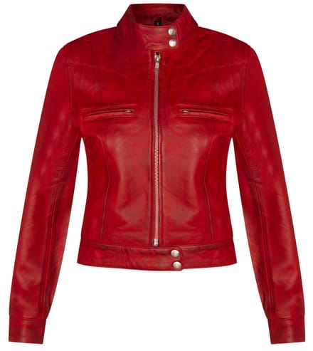 Dames effen leren motorbikerjack-Braga
