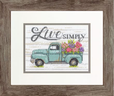 Borduurpakket DIMENSIONS FLOWER TRUCK - 18 x 13 cm -telpatroon