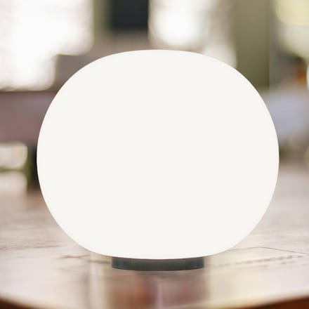 Casablanca tafellamp Acai, wit/zwart, glas, Ø 21 cm, E27