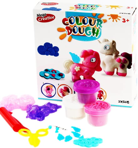 Mega Creative - Paardjes, plastic massa, 3 kleuren voor vanaf 3 jaar