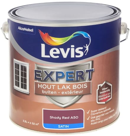 Levis - Expert Hout Lak Buiten Satin Mix - Shady Red A50 - Mengverf - 2,5 L
