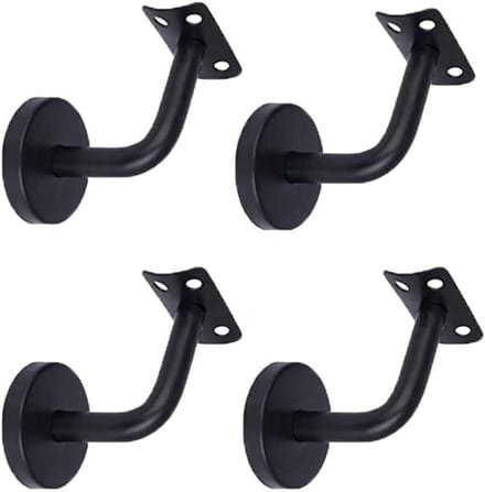 Handrail Holders - RVS Handrail Holders - Wandgemonteerd - Handrail Holders voor Trapleuningen - 4 Stuks - Zwart
