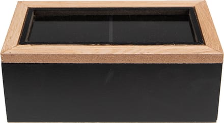 Clayre & Eef Theedoos 18x9x7 cm Zwart Bruin MDF