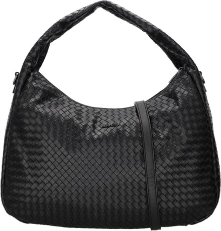Schoudertas Dames - Lederlook Tas - Dagelijks Gebruik - Geweefd Patroon - 40 x 29 cm - Zwart