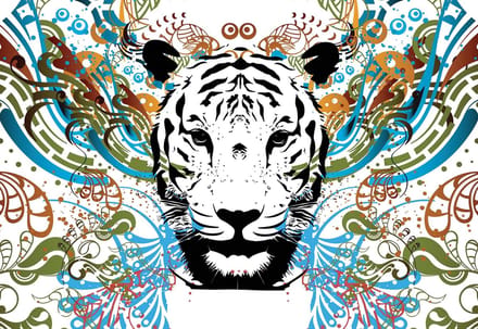 Fotobehang Tiger Abstract | XL - 208cm x 146cm | 130g/m2 Vlies
